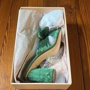 Loeffler Randall Emilia Pleated Mule Heeled Sandal, sage green  6.5
